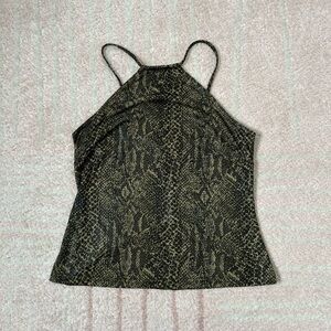 Vintage 90's Y2K Wrapper Snake Print High Neck Tank Top Size Medium Bratz Doll